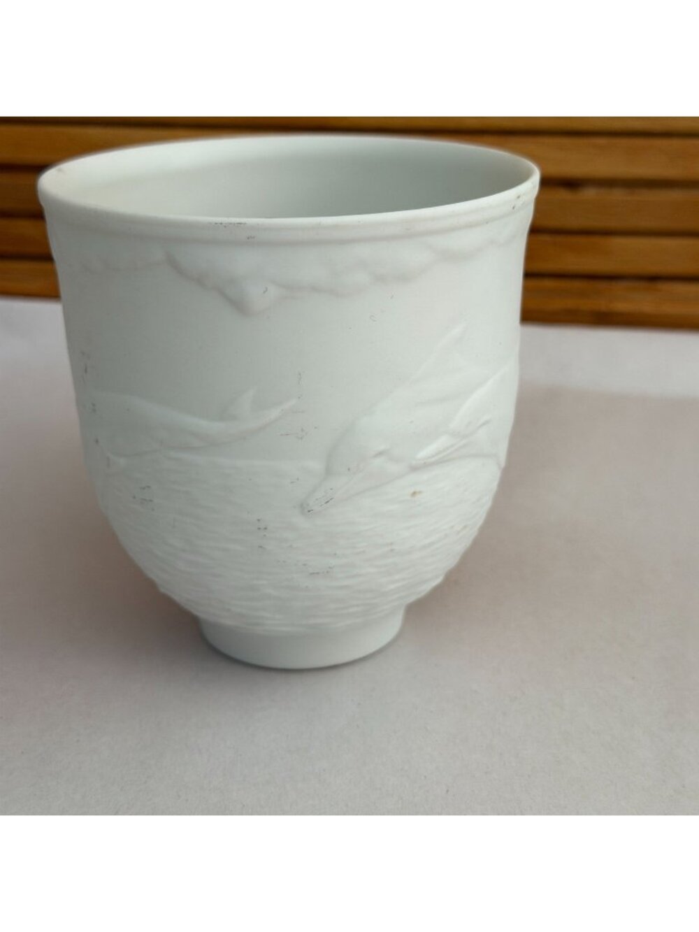 Vintage Lladro Collector Series Dolphins at Play 3" Votive White Porcelain 1998